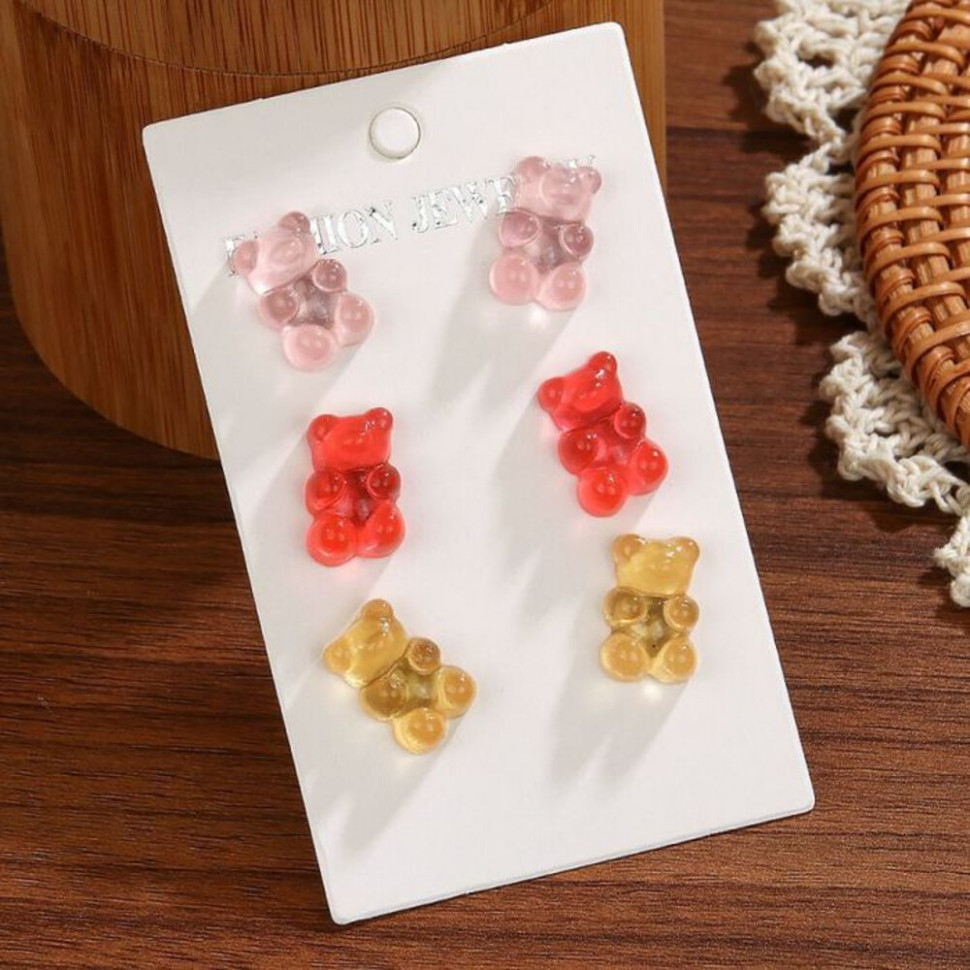 Набор детских разноцветных пусет в форме мармеладных мишек CJ12544