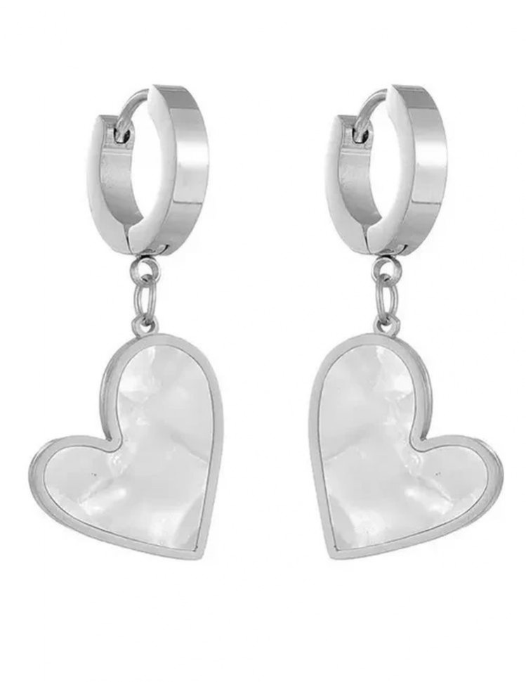 Стальные серьги с напылением золотом с черным кулоном в виде сердца J10001CJJ