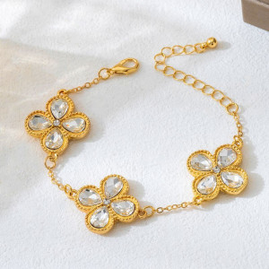 Браслет цепочка с кристальными цветами CJQ30786 Браслет цепочка с кристальными цветами CJQ30786