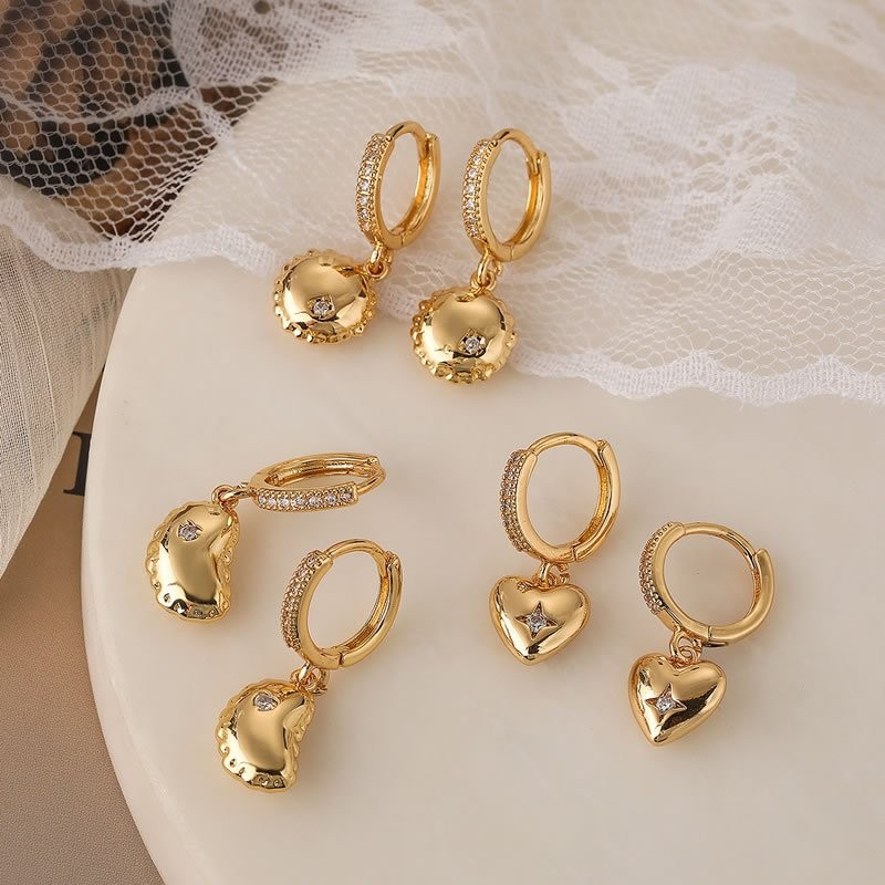 Серебристые серьги-кольца с гладкими сердцами N99091