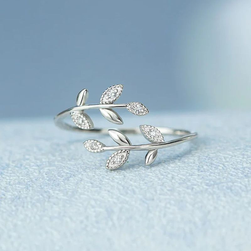 Фантазийное кольцо-веточка с жемчугом и кристаллами росы CJH81033