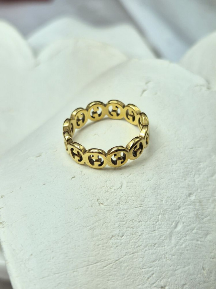 Кольцо медицинская сталь с напылением золотом J11371CJJ Кольцо медицинская сталь с напылением золотом J11371CJJ