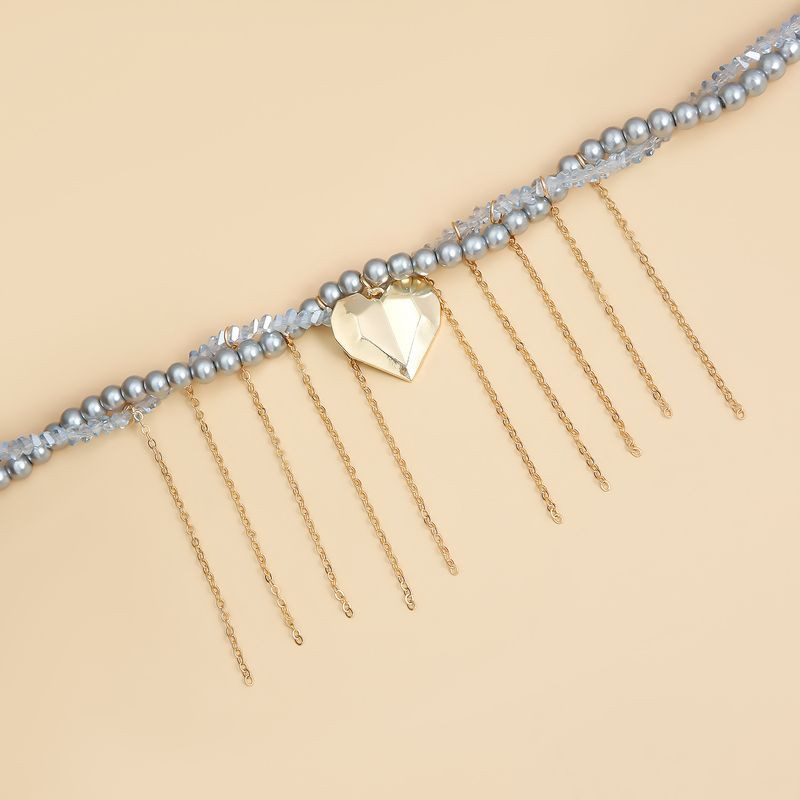 Колье ювелирный сплав жемчуг кулон сердце 1J12219CJJ