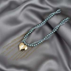 Колье ювелирный сплав жемчуг кулон сердце 1J12219CJJ