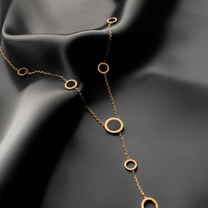 Длинное колье-трансформер с геометрическими кольцами J10636CJJ Длинное колье-трансформер с геометрическими кольцами J10636CJJ