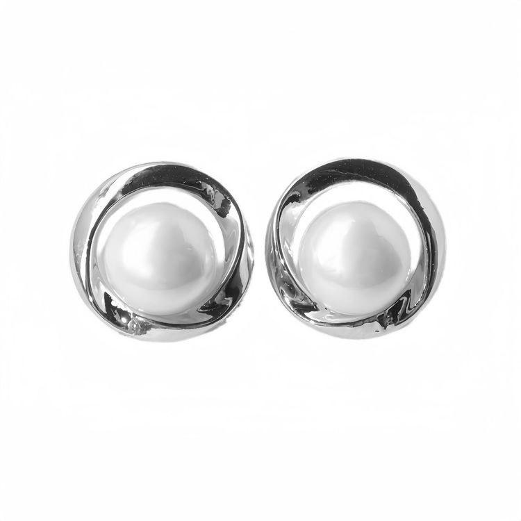 Серьги-гвоздики с жемчужиной в круговой оправе J10701CJJ