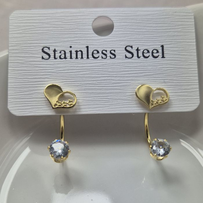 Серьги стальные сердца с напылением золотом J11514CJJ Серьги стальные сердца с напылением золотом J11514CJJ