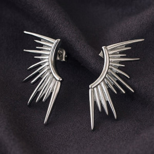 Дизайнерские серьги-крылья с острыми лучами 1J12439CJJ