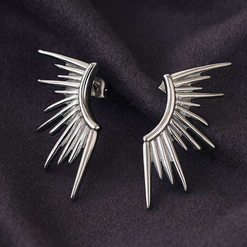 Дизайнерские серьги-крылья с острыми лучами 1J12439CJJ