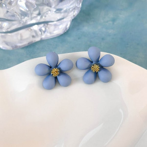 Серьги-пусеты из ювелирного сплава Синие цветы CJD81324 Серьги-пусеты из ювелирного сплава Синие цветы CJD81324