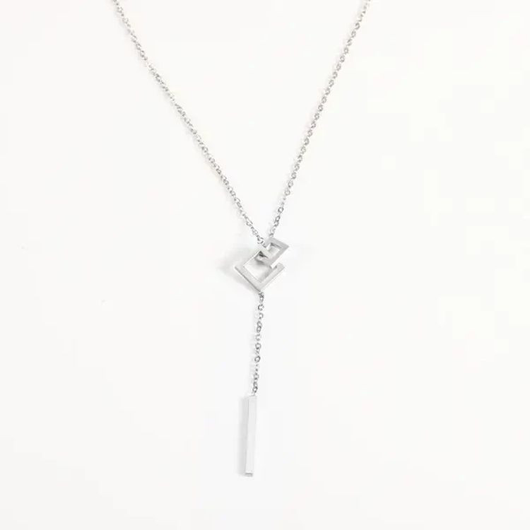 Цепочка стальная кулон квадраты J10157CJJ Цепочка стальная кулон квадраты J10157CJJ