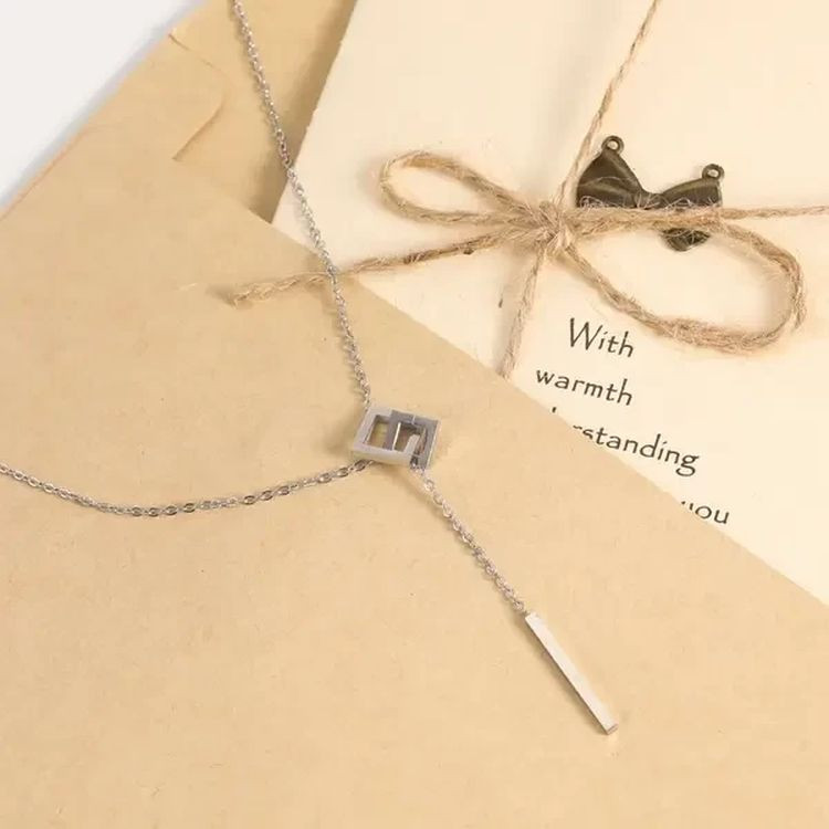 Цепочка стальная кулон квадраты J10157CJJ Цепочка стальная кулон квадраты J10157CJJ