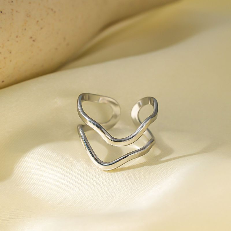Двойное V-образное кольцо серебристого цвета CJH32081