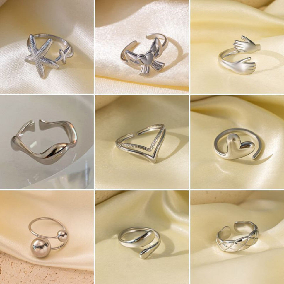 Двойное V-образное кольцо серебристого цвета CJH32081