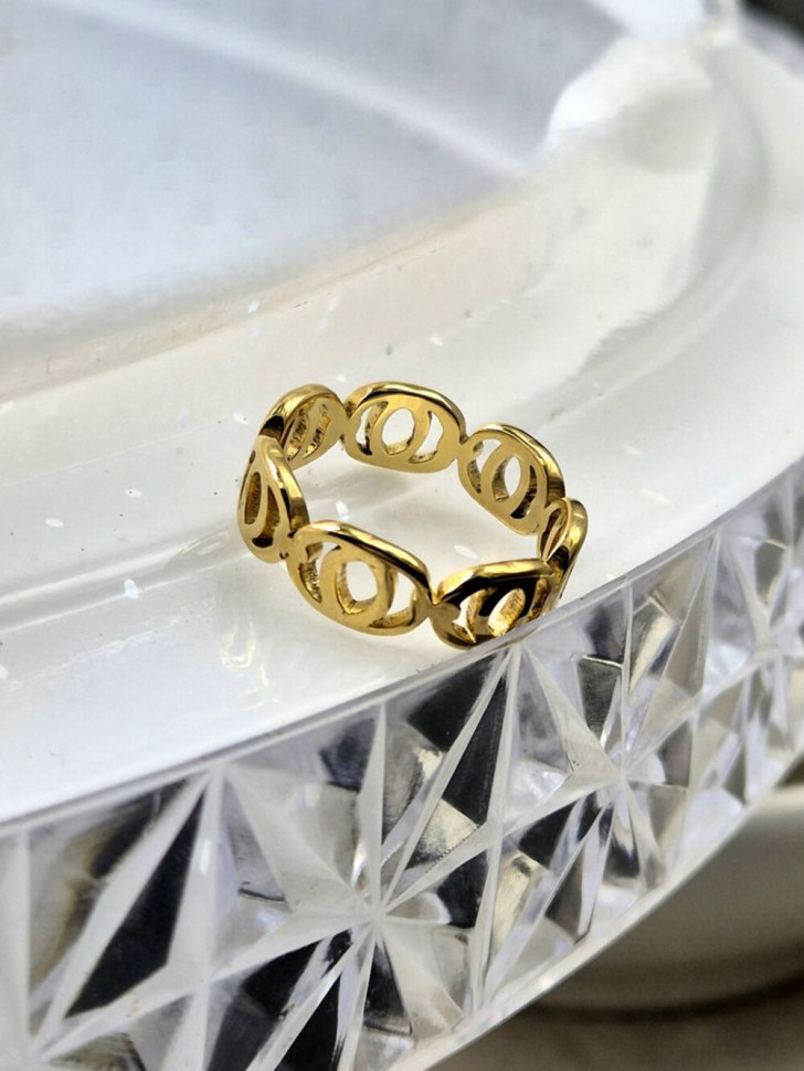 Кольцо медицинская сталь с напылением золотом J11372CJJ Кольцо медицинская сталь с напылением золотом J11372CJJ