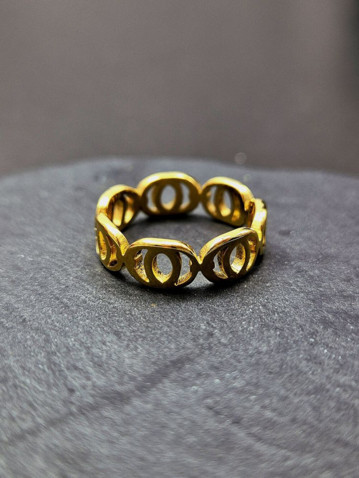 Кольцо медицинская сталь с напылением золотом J11372CJJ Кольцо медицинская сталь с напылением золотом J11372CJJ