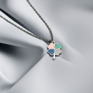 Цепочка с подвеской в форме клевера с четырехцветной эмалью J10570CJJ Цепочка с подвеской в форме клевера с четырехцветной эмалью J10570CJJ