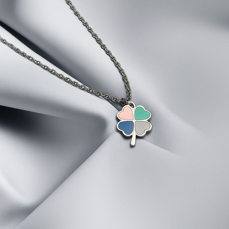 Цепочка с подвеской в форме клевера с четырехцветной эмалью J10570CJJ