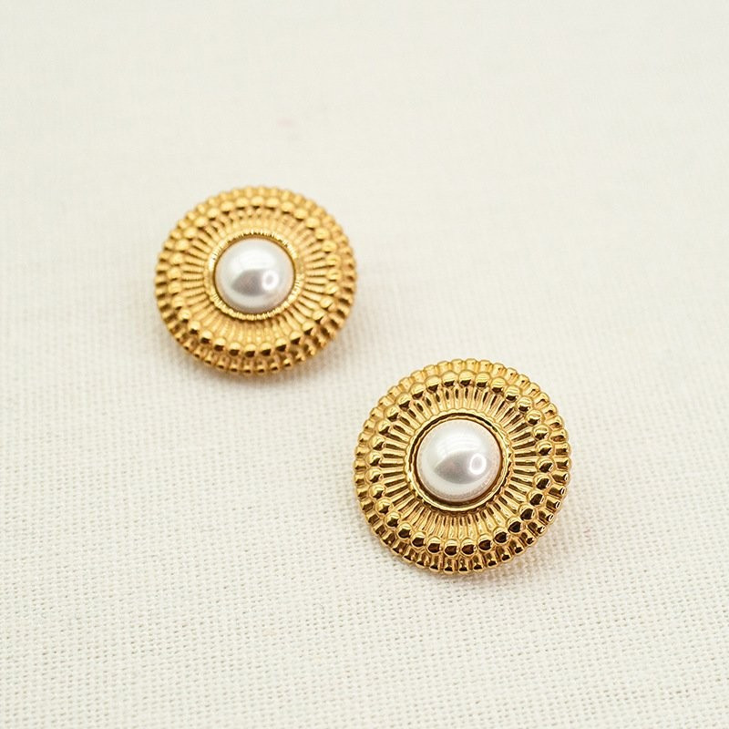 Винтажные серьги-пусеты с жемчугом CJD91440 Винтажные серьги-пусеты с жемчугом CJD91440