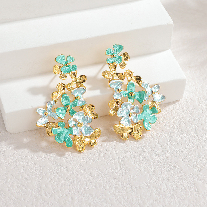 Серьги Висячие Цветы розовые CJR66378 Серьги Висячие Цветы розовые CJR66378