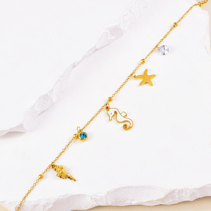 Золотистая цепочка с морскими подвесками CJL34061