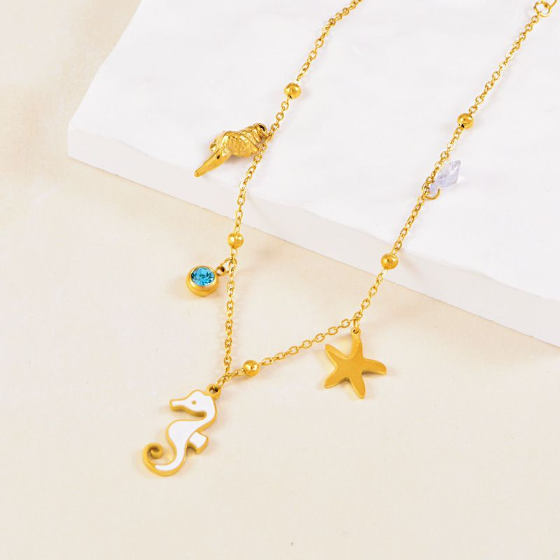 Золотистая цепочка с морскими подвесками CJL34061