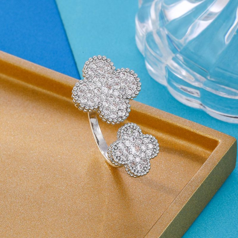 Кольцо медь напыление платиной клевер 1J12080CJJ