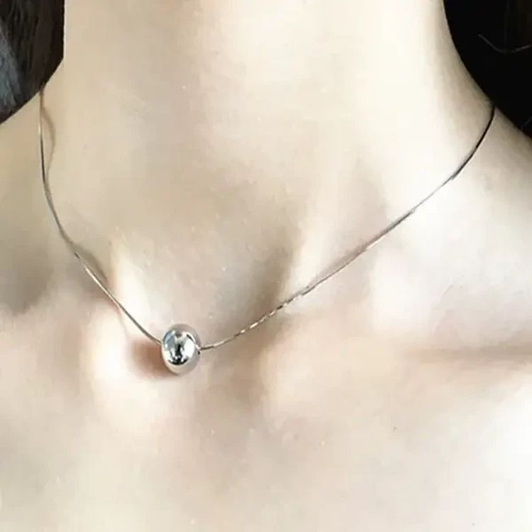 Стальная цепочка со скользящей подвеской в форме полированного шара J10159CJJ