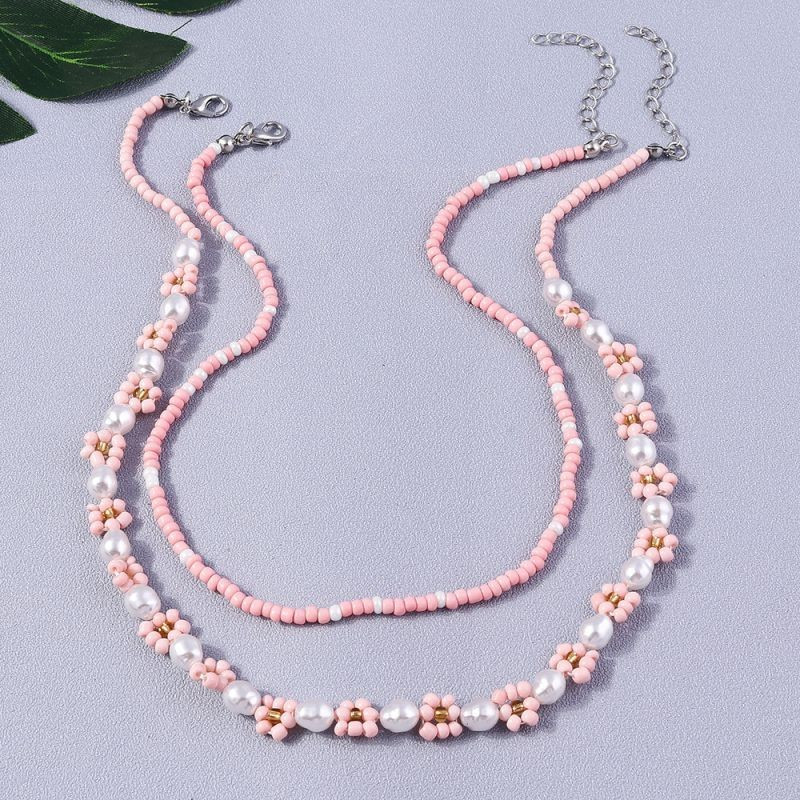 Двойные многослойные бусы из белого жемчуга разного диаметра CJG44096 Двойные многослойные бусы из белого жемчуга разного диаметра CJG44096