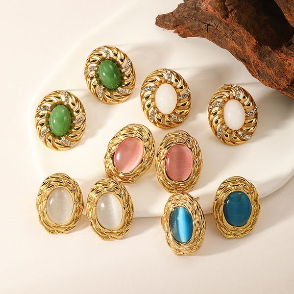 Серьги-пусеты Овалы в оправе со стразами CJL48590