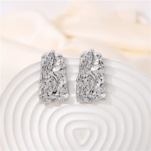 Серебристые фактурные серьги-пусеты Прямоугольники CJH27439 Серебристые фактурные серьги-пусеты Прямоугольники CJH27439