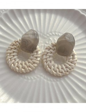 Этнические серьги-пусеты плетеные диски Z52400