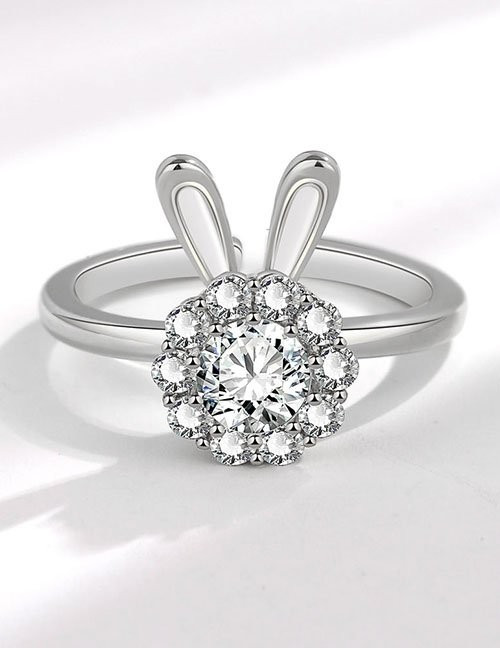 Кольцо «Зайчик» с крупным фианитом Z34218