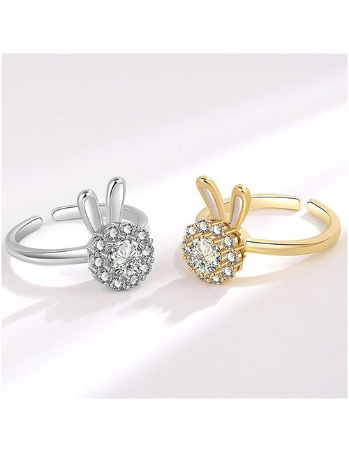 Кольцо «Зайчик» с крупным фианитом Z34218