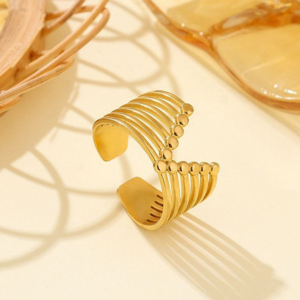 Кольцо медицинская сталь с напылением золотом J11373CJJ Кольцо медицинская сталь с напылением золотом J11373CJJ