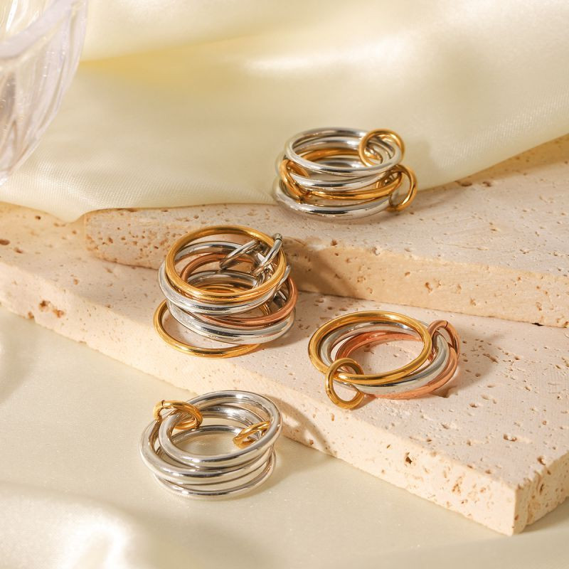 Тройное кольцо-тринити из гладкой стали CJL78687