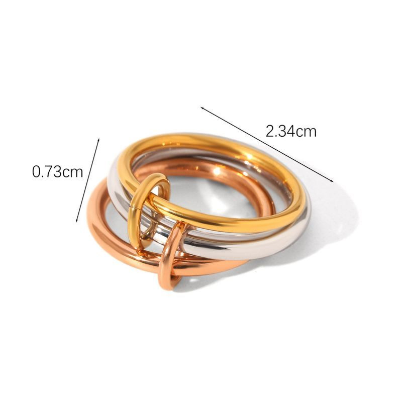 Тройное кольцо-тринити из гладкой стали CJL78687