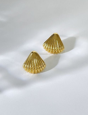Золотистые серьги-пусеты «Ракушки» Z27622 Золотистые серьги-пусеты «Ракушки» Z27622