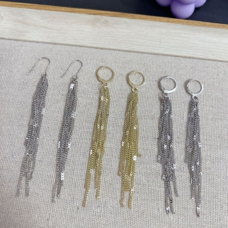 Серьги-подвески с цепочной бахромой J10445CJJ Серьги-подвески с цепочной бахромой J10445CJJ