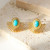 Серьги-пусеты Веера с бирюзовой вставкой CJM17954
