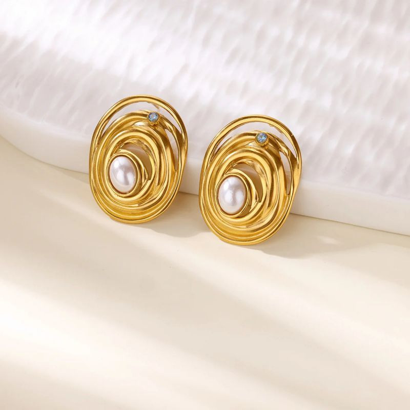 Серьги-пусеты Овалы многослойные CJN81320 Серьги-пусеты Овалы многослойные CJN81320