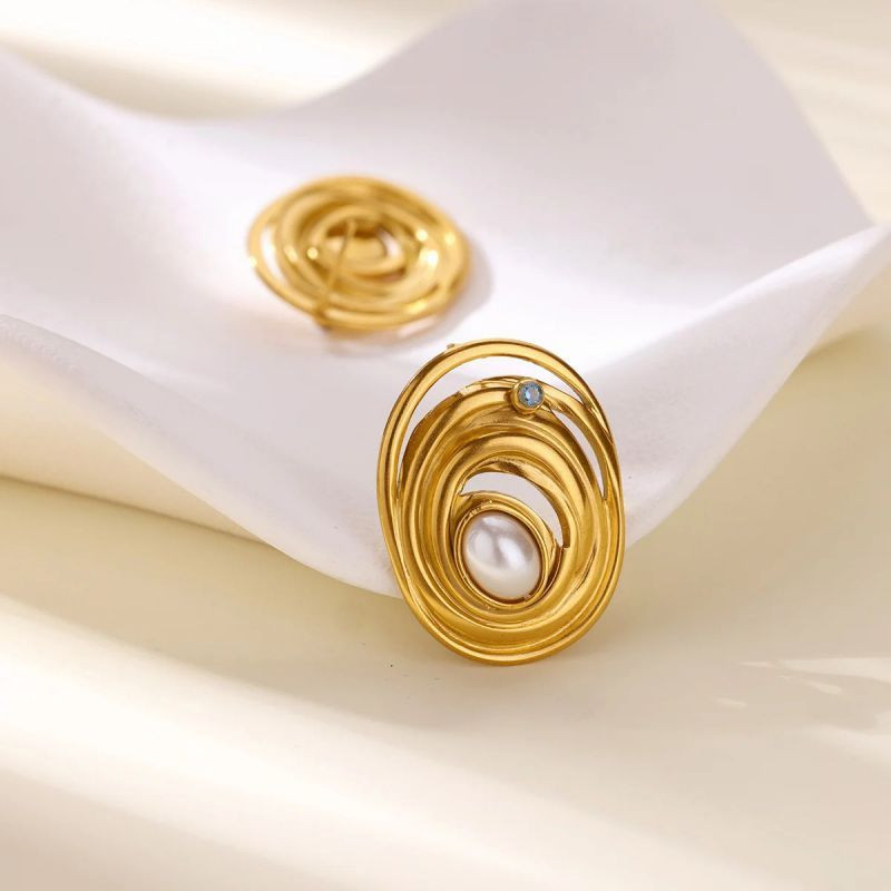 Серьги-пусеты Овалы многослойные CJN81320 Серьги-пусеты Овалы многослойные CJN81320