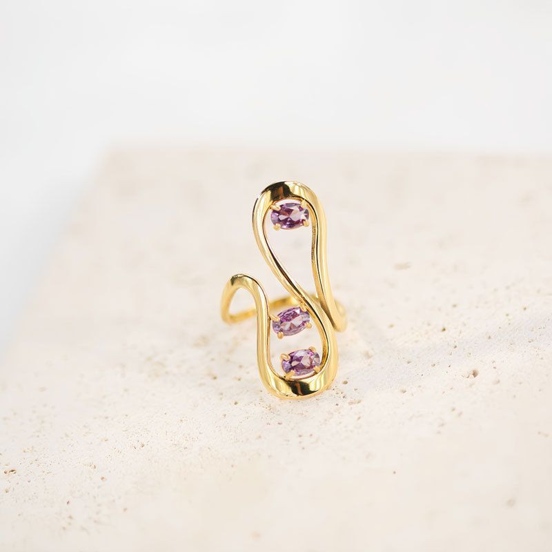 Фантазийное кольцо-спираль с мелкими кристаллами CJP55725