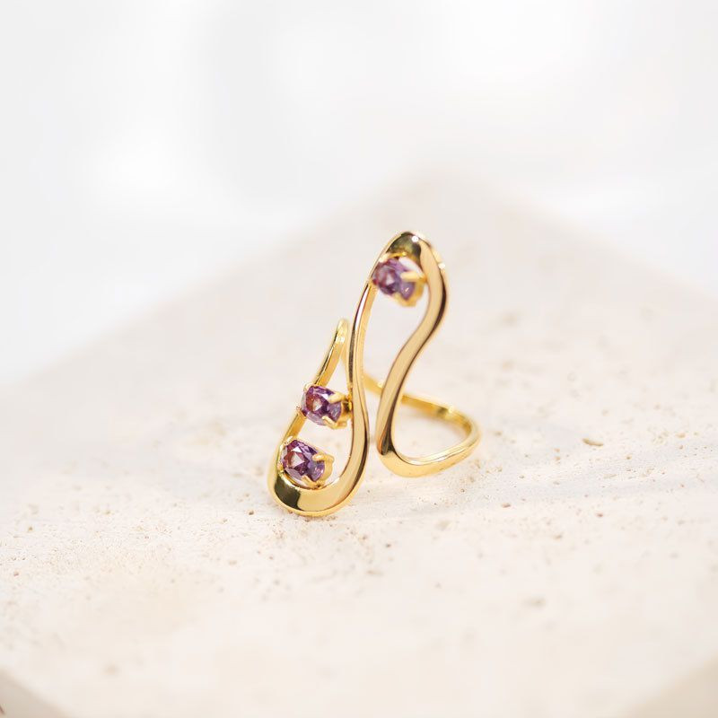 Фантазийное кольцо-спираль с мелкими кристаллами CJP55725