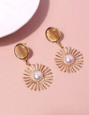Серьги-пусеты «Солнце» с каплевидной вставкой Z63919