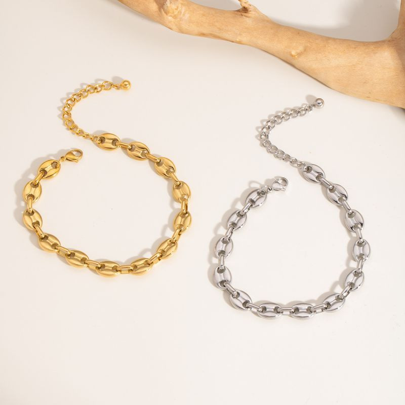 Браслет цепочка с овальными звеньями в серебристом цвете CJL84083