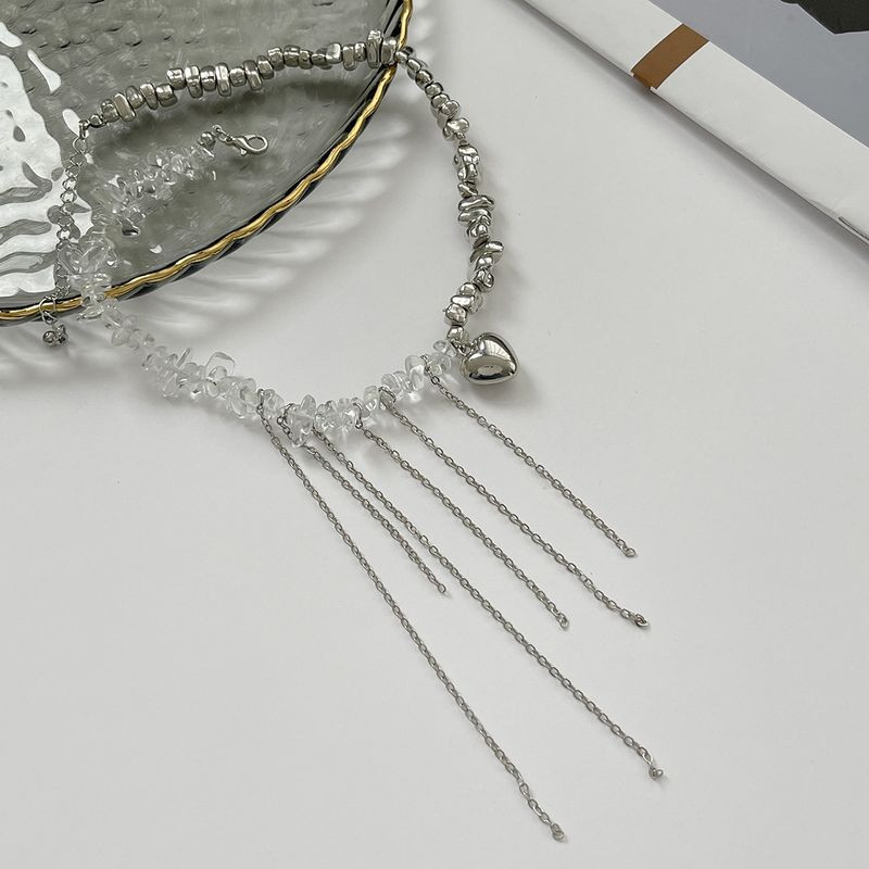 Жемчужное колье-чокер с бахромой и сердцем 1J12222CJJ