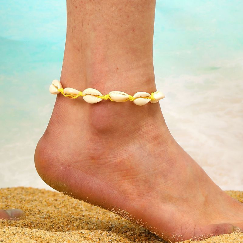 Браслет на ногу из крупных ракушек CJL28567