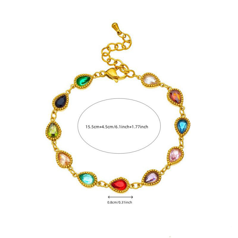Браслет-цепочка с разноцветными прямоугольными кристаллами CJR66881