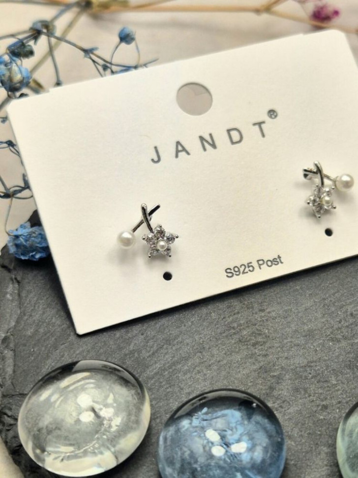 Серьги с веточками, цветами и жемчугом J11281CJJ